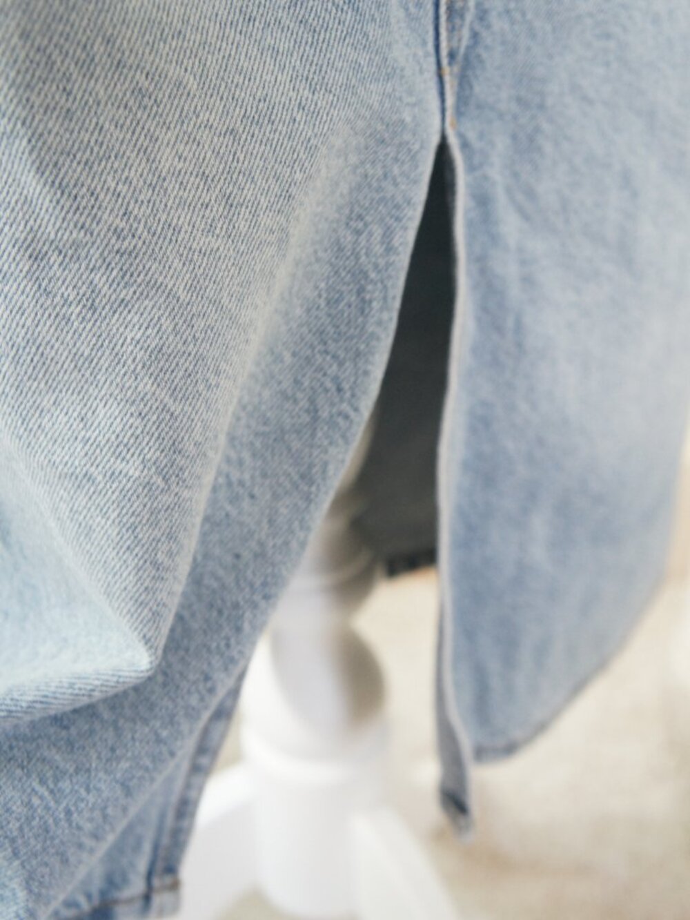 H&M Light Blue Denim Midi Skirt with Front Slit Size 6 NWT - Picture 8 of 12